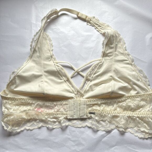 Victoria Secret Pink Off White Lace Unlined Bralette Size Large - Picture 7 of 9